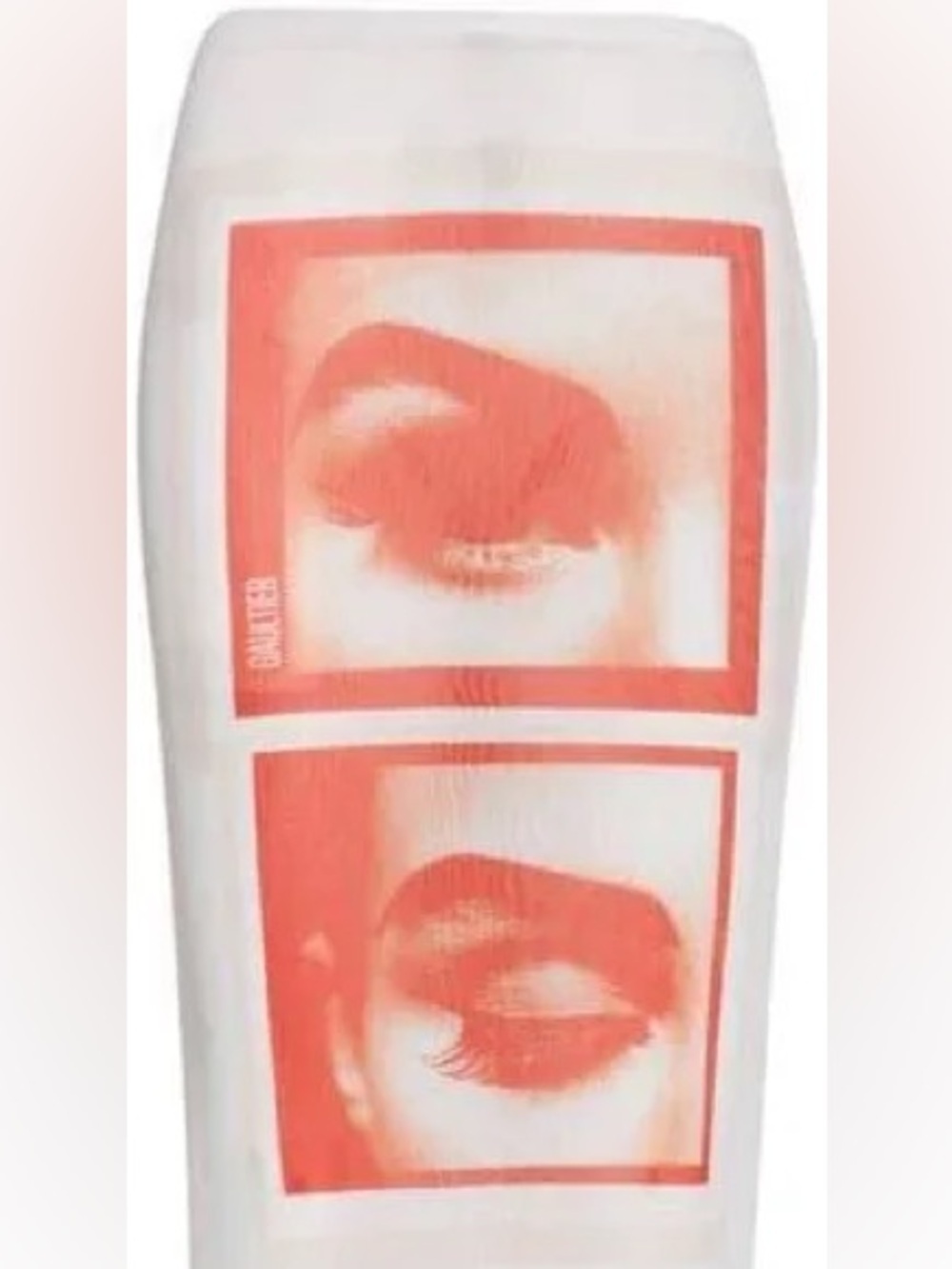 Jean Paul Gaultier Re-Edition Eyes & Lips Print Mesh Maxi Skirt White S $500 - Picture 8 of 13